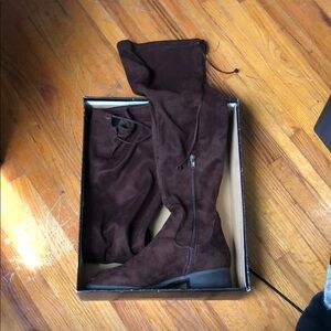 Brown Suede Knee-High Boots